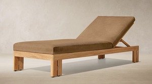 Chaise longue de jardin en teck avec coussin, dossier réglable, mobilier de patio moderne et contemporain pour jardin, piscine, terrasse - Product Image 2