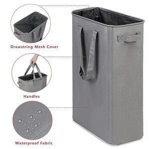 Panier à linge autoportant avec poignées portables 48L, panier à linge pliable pour salle de bain, panier à vêtements sales - Product Image 4