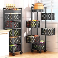 Étagère de rangement multicouche sur pied pour la maison Étagère de rangement rotative circulaire Étagère de rangement en métal pour fruits et légumes pour la cuisine