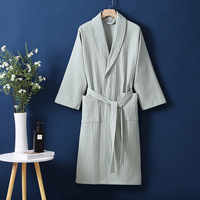 Peignoir de bain en coton pur brodé pour couple, style gaufre, collection printemps-automne, idéal pour hôtel et maison d'hôtes, vente en gros usine
