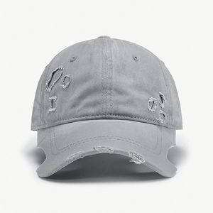 Casquette de baseball rétro déchirée à 6 panneaux en 100 % coton, unisexe, réglable, à visière souple et incurvée, motif satiné, printemps/été - Product Image 6