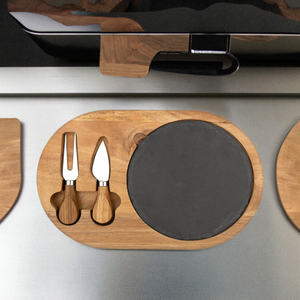 Tùy chỉnh bít tết charcuterie Board Knife Set <span class=keywords><strong>Slate</strong></span> và gỗ phục vụ hội đồng quản trị với nhiệt bảo quản đá - Product Image 5
