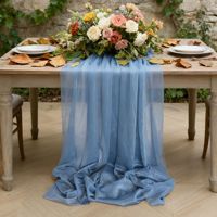 Chemin de table en gaze de polyester personnalisé, doux et élégant, idéal pour les réceptions de mariage