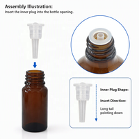 Bouchon de bouteille anti-fuite en PE de 18 mm avec insert compte-goutte et tampon de nettoyage, joint intérieur en plastique transparent pour flacon pipette, personnalisable