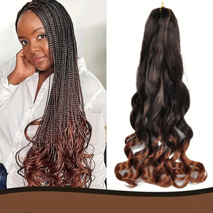 Spiral Loose Wave Curly Hair French Curl Mèches au crochet <span class=keywords><strong>pour</strong></span> 24 pouces Tresses soyeuses Synthétiques Ombre Couleur Tressage Extensions de cheveux - Product Image 1
