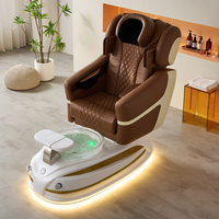 Fauteuil de pédicure spa multifonctionnel au design moderne et relaxant, couleur marron doré, avec éclairage LED 7 couleurs et jet sans tuyau – Le plus populaire des meubles de salon