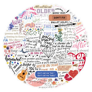 55 Uds Cool <span class=keywords><strong>Taylor</strong></span> Song Lyric Graffiti pegatinas para Fans botella teléfono decoración Swift álbum motivacional palabras pegatina - Product Image 2