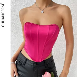 Chuangerm 2024 mới thời trang quây nhiều màu sắc hình rốn tiếp xúc với xương cá không xương sống bọc ngực vest Corset Tops cho phụ nữ