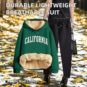 Women 2 Piece <b>Sherpa</b> Lined Tracksuit <b>Hoodie</b> and Sweatpants Set Casual Winter Outfit - Product Image 2