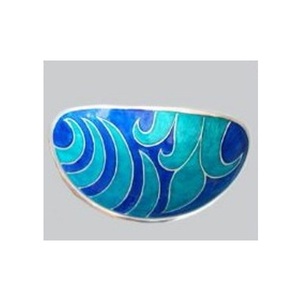 Bol à fruits décoratif en feuille d'aluminium de forme ovale avec feuilles de finition en émail bleu de qualité supérieure pour le service - Product Image 1