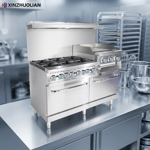 Cuisinière à gaz commerciale ETL, 6 brûleurs, plaque de cuisson 24'', <span class=keywords><strong>salamandre</strong></span>, 2 fours, acier inoxydable, 276 000 BTU, garantie de 1 an sur les pièces - Product Image 2