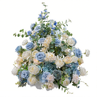 Bleu frais Style fleur Arrangement lune fleur mariage arc fond décoration artificielle fausse fleur
