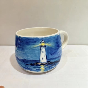 Tasse à <span class=keywords><strong>café</strong></span> en céramique faite à la main personnalisée <span class=keywords><strong>phare</strong></span>-cadeau de vacances en porcelaine personnalisé - Product Image 3