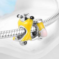 Véritable 925 argent sterling Stylé Vélo Rose CZ Perles Pendentif Charmes Bijoux Ajustement Charmes Bracelets fabrication de bijoux Offre Spéciale