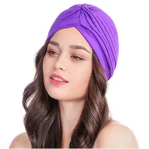 Fashion Women Soft Cotton Muslim Arab Indian Bonnet Wrap Head Turban Hat