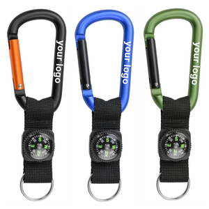 Porte-clés de survie en plein air personnalisés avec logo, mousqueton, cordon, impression en typographie sur aluminium - Product Image 1