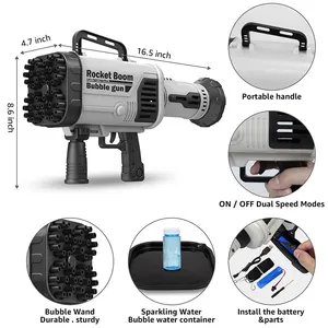 Juego al aire libre para niños <span class=keywords><strong>Summy</strong></span> Blower Boom Big Bubbles Machine Maker Light Flash 64 Hole Launcher Bazooka Rocket Bubble Gun - Product Image 6
