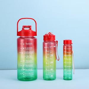 Ensemble de bouteilles d'eau graduées de couleur dégradée de trois pièces nouveau pour <span class=keywords><strong>Amazon</strong></span> Sports tasse de paille de grande capacité à boire directement - Product Image 6