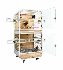 Voliera di Lusso Stile Villa per Pappagalli, Grande Gabbia per Uccelli in Ferro e Legno, Design Salvaspazio, Vetro Antischizzo, Facile da Montare - Product Image 4