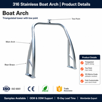 Balustrades et rampes métalliques sur mesure TKA, tour de wakeboard en acier inoxydable sur mesure pour yacht, OEM ODM, finition polie SS316L