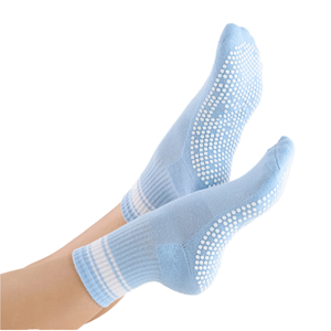 Crew Knitted Non-slip Sports <b>Socks</b> Taiwan Made Nylon Cotton Mid-Calf Yoga Pilates Grip <b>Socks</b> - Product Image 1