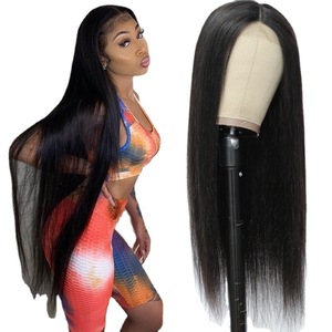 Hot Sale European Women Middle Part <b>Black</b> Long Straight <b>Wig</b>, High Temperature Fiber Full <b>Wig</b> Factory Wholesale - Product Image 3