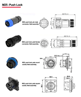 Jnicon M25 2 3 4 5 broches étanche 50A /20A prise de courant Ip67 connecteur mâle femelle