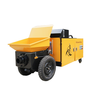รถปั๊มคอนกรีตสีเหลืองพร้อมถังและล้อสำหรับงานก่อสร้าง - Product Image 1