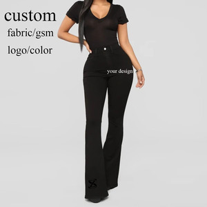 Vente en gros d'usine, jeans de haute <span class=keywords><strong>qualité</strong></span>, sur mesure, pour femmes, taille haute, extensibles, coupe slim, denim, jeans évasés, style Europe et Amérique - Product Image 2