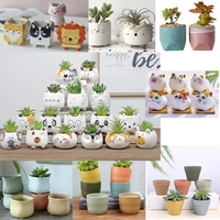 Mini pot de plante en céramique en forme d'animal (chat, éléphant, chien) pour plantes succulentes, pour le bureau, maison et jardin