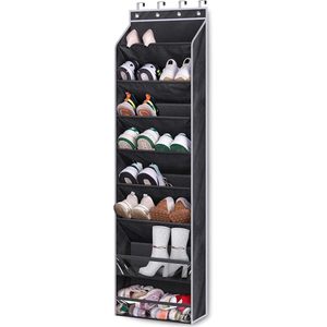 Over The Door Shoe Rack 20 Pairs Hanging Organizer For Closet Storage Boots Sneakers <b>Black</b> - Product Image 1