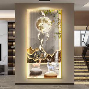 Decorazione per la Casa, Moderna Pittura Decorativa in Cristallo e Porcellana per <span class=keywords><strong>Soggiorno</strong></span> e Veranda, Quadro da Parete con Luce LED a Controllo Remoto - Product Image 2