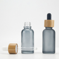 Flacon rond en verre noir mat, 20ml, 30ml, 50ml, 100ml, différentes tailles, essence, parfum, huile essentielle, flacon avec compte-gouttes en bambou