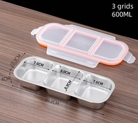 Boîte à lunch Bento en acier inoxydable pour adulte sans BPA Conteneur de stockage de nourriture étanche à 3 compartiments pour le bureau au micro-ondes