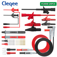 Cleqee P1300E 7 en 1 Kits de sondes de test multimètre interchangeables avec crochets de test et fils de test, fiche banane 4 mm, pince crocodile, bâton de test
