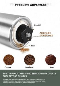 Manual Coffee Bean Hand <b>Grinder</b> Stainless Steel Comercial Adjustable Setting Burr Coffee <b>Grinder</b> - Product Image 5