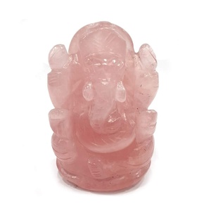 Rose Quartz Crystal Ganesha <b>Sculpture</b> Crystal Carved Craft Ganesha Figurine <b>Carving</b> craft Indian made - Product Image 1
