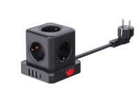 Multiprise USB 220-250V 16A avec 5 prises CA et interrupteur, prise UE Allemagne