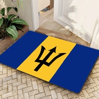 Tapis de sol en caoutchouc polyester avec drapeau national de la Barbade, 40*60 cm, rectangulaire, antidérapant, pour intérieur et extérieur