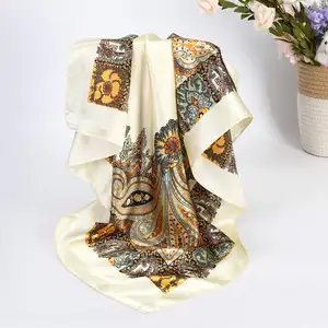 Quanke venta al por mayor 90cm bufandas de seda Bandana mujer 100% bufanda de seda logotipo impreso
