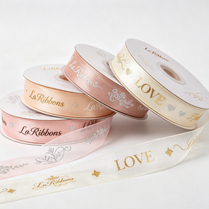 OEKO TEX 100 Certified 38mm Gold Silver Foil Printing Organza <b>Ribbon</b> Roll for Holiday Handmade Flower Packaging - Product Image 1