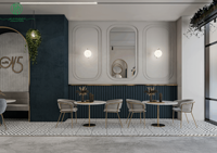 Mobilier de restauration et de bar commercial moderne avec matériaux en bois pour cafés, restaurants, salons