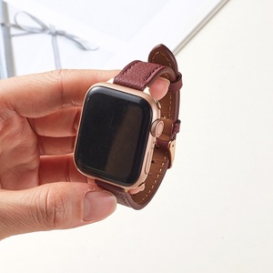 Upro Slim Genuine Leather Band for apple Watch 11 10 9 8 7 SE Top grain Lychee pattern Tapered Watch Strap Custom Color Luxury - Product Image 3