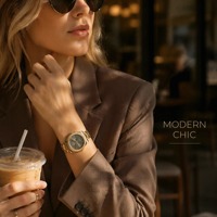 Montre personnalisée OEM avec logo pour femmes, lunette cannelée, date, montre en acier inoxydable pour femmes, AR11658, cadran soleil, montre de luxe