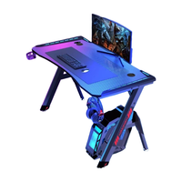 Cool RGB Light Bureau de jeu en forme de X Grand noir rouge Table de jeu Bureau d'ordinateur Bureau à domicile pour PC