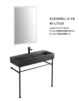 Lavabo mural en céramique moderne avec pieds en acier inoxydable pour salle de bain