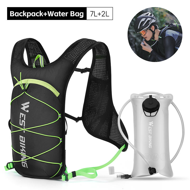 Sac à dos noir vert + sac à eau 2L