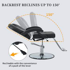 Sillón de Barbería Hidráulico de Alta Resistencia con Rotación de 360° y Función Reclinable, Asiento de Cuero Sintético, Base de Acero, Diseño Industrial - Product Image 4