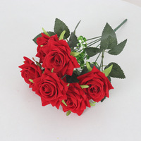 Bouquet de 7 petites roses artificielles en soie à angle droit pour mariage, hôtel, décoration intérieure – Lot semi-manuel pour fabricants
