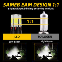 Mini phare LED blanc pour moto, ampoule LED avec 6 perles de lumière latérales, DC 9-80V, feu antibrouillard pour moto